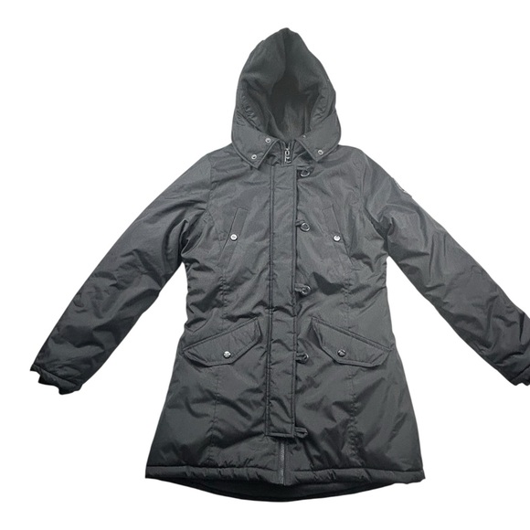 Madden Girl Jackets & Blazers - Madden Girl Black Hooded Winter Coat Jacket Faux Fur Trim Size S/P